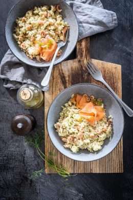 Fennel risotto with prawns
