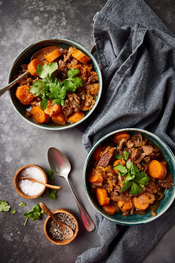 Beef stew with pumpkin and beer