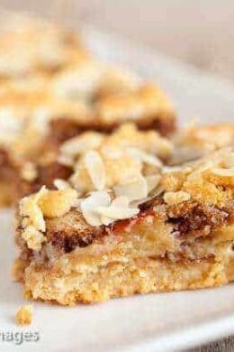 Plum and almond crumble slice
