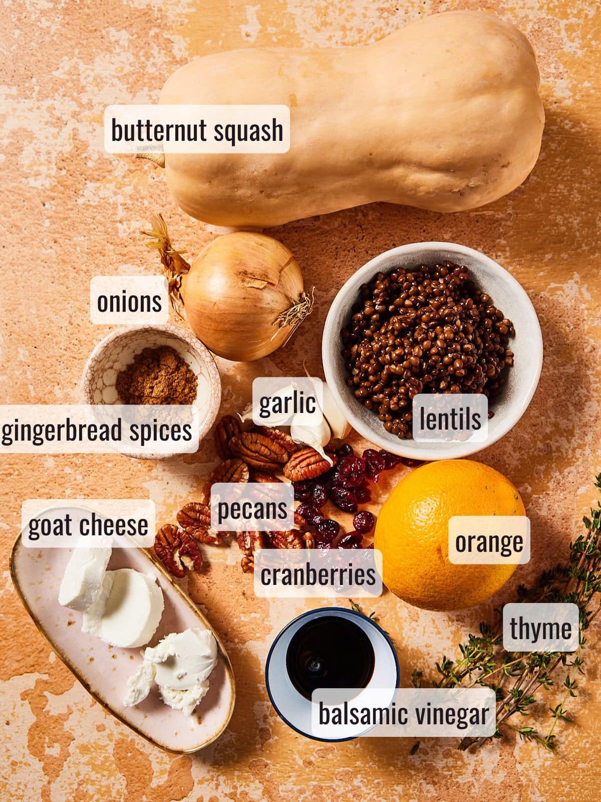 Ingredients for stuffed butternut squash