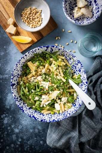vegetarian pasta with goat cheese