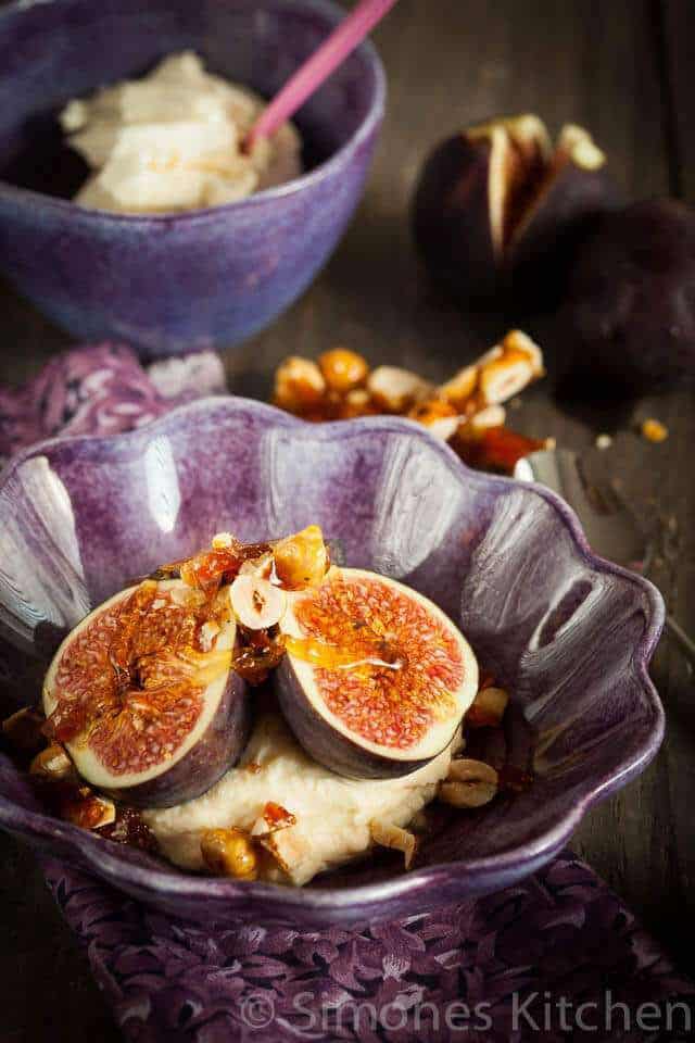 Figs with honey-rose mascarpone