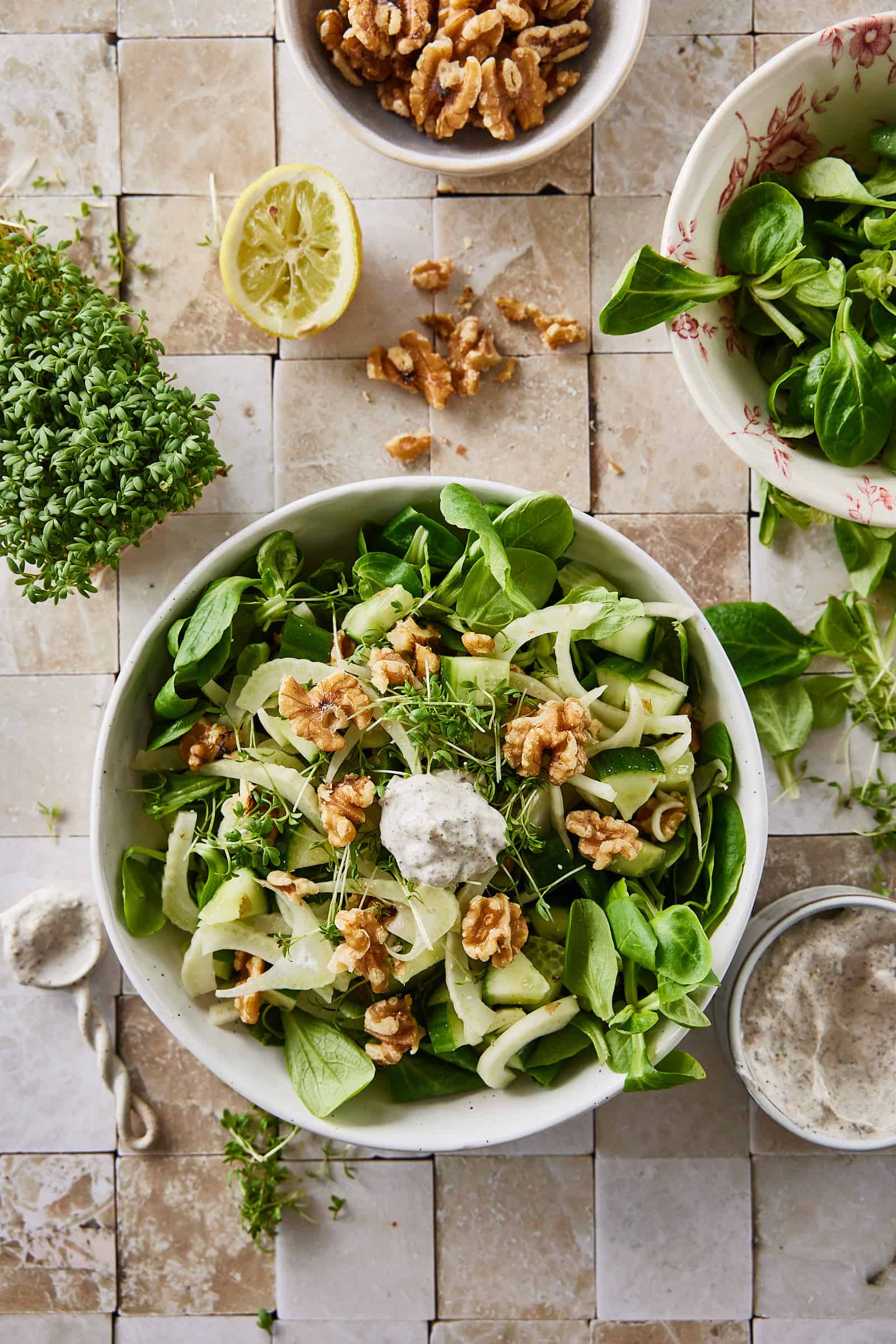 Cucumber salad with walnuts