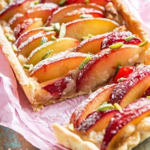 Plum tart with marzipan