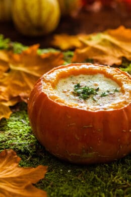Roasted pumpkin soup with parmesan