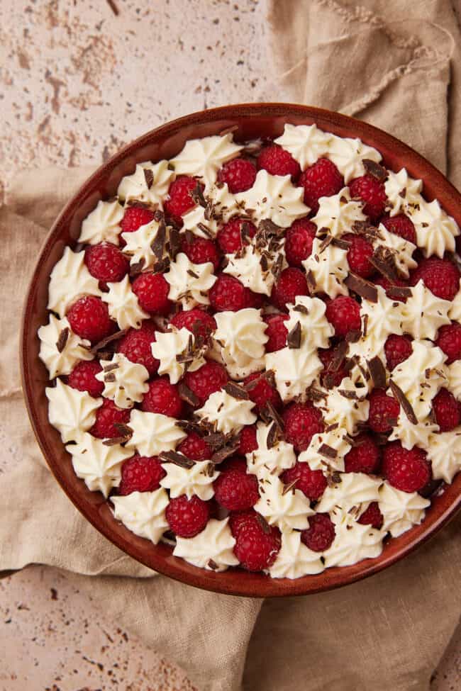 Limoncello trifle with raspberries