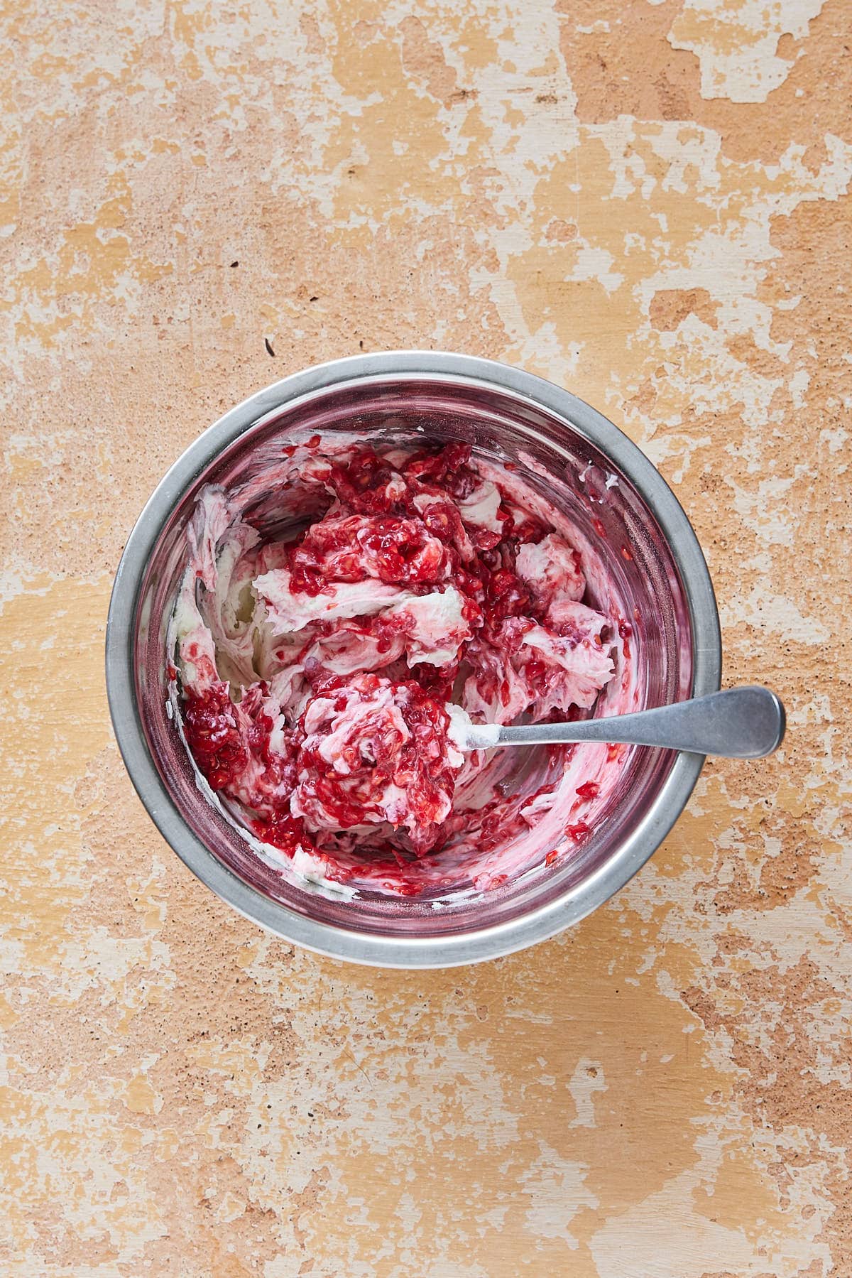 Mix fruit with mascarpone