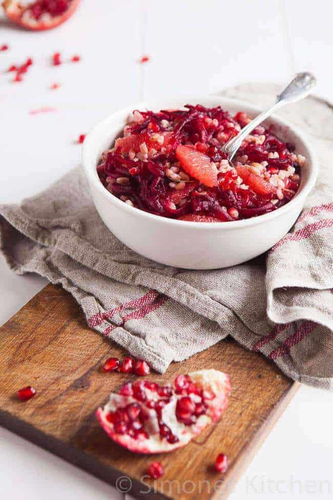 spelt salad with beetroot and pomegranate