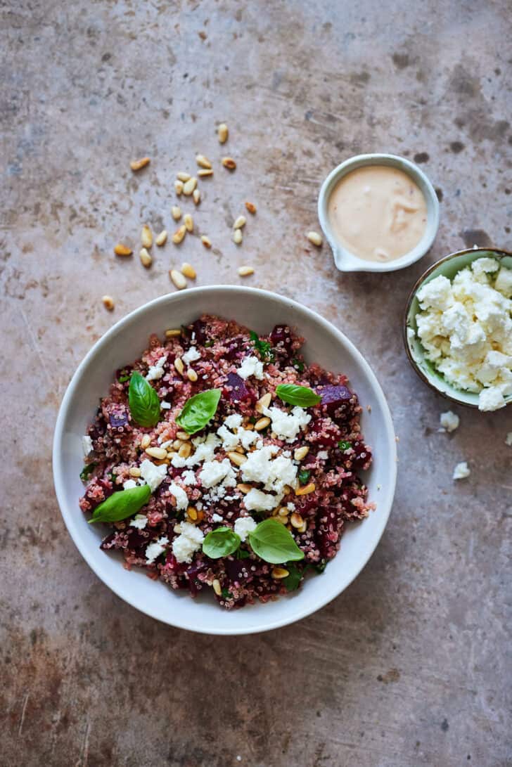 Quinoa salad with feta and beetroot