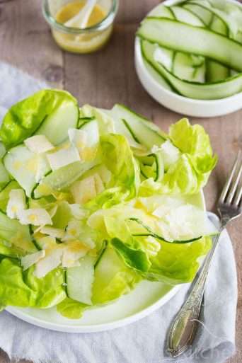 Butter cup lettuce and cucumber salad