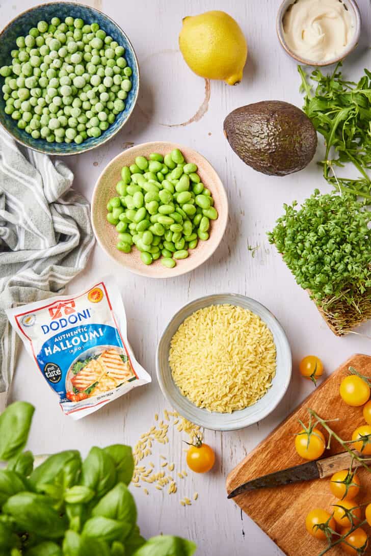 Ingredients for orzo salad