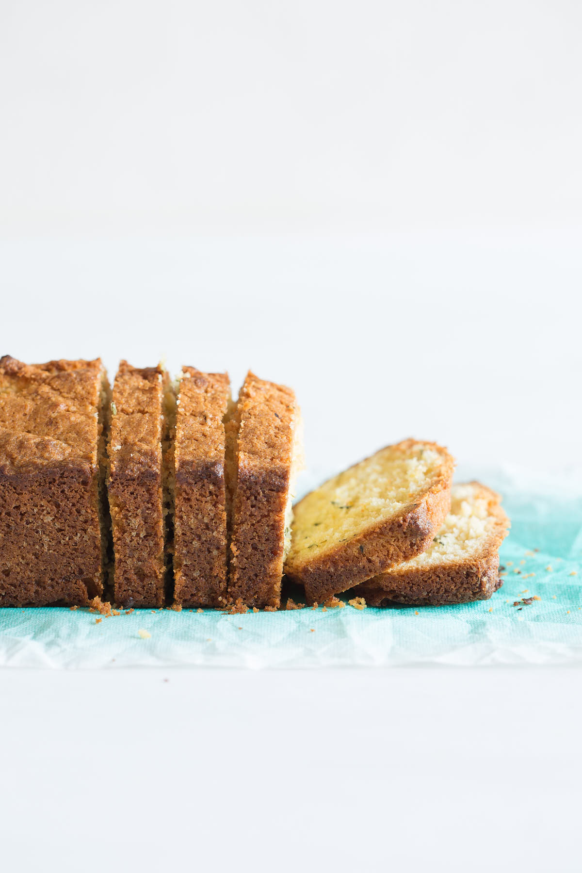 Lemon loaf with thyme and almond flour. Sliced