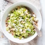 Brussels sprouts salad with blue cheese