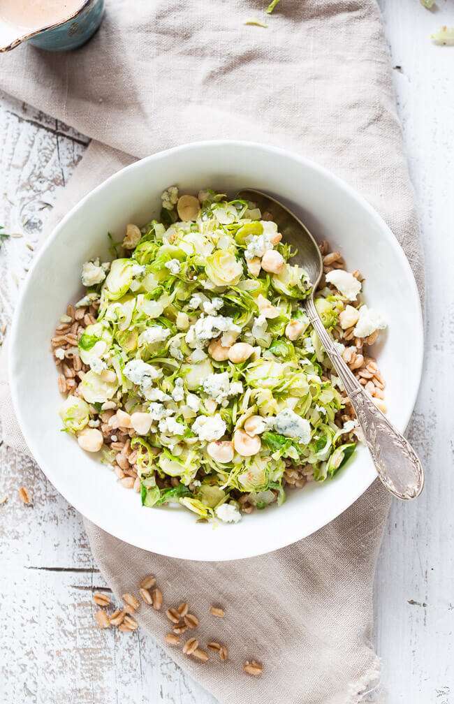 Brussels sprouts salad with blue cheese