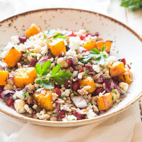 Spelt salad with roasted pumpkin