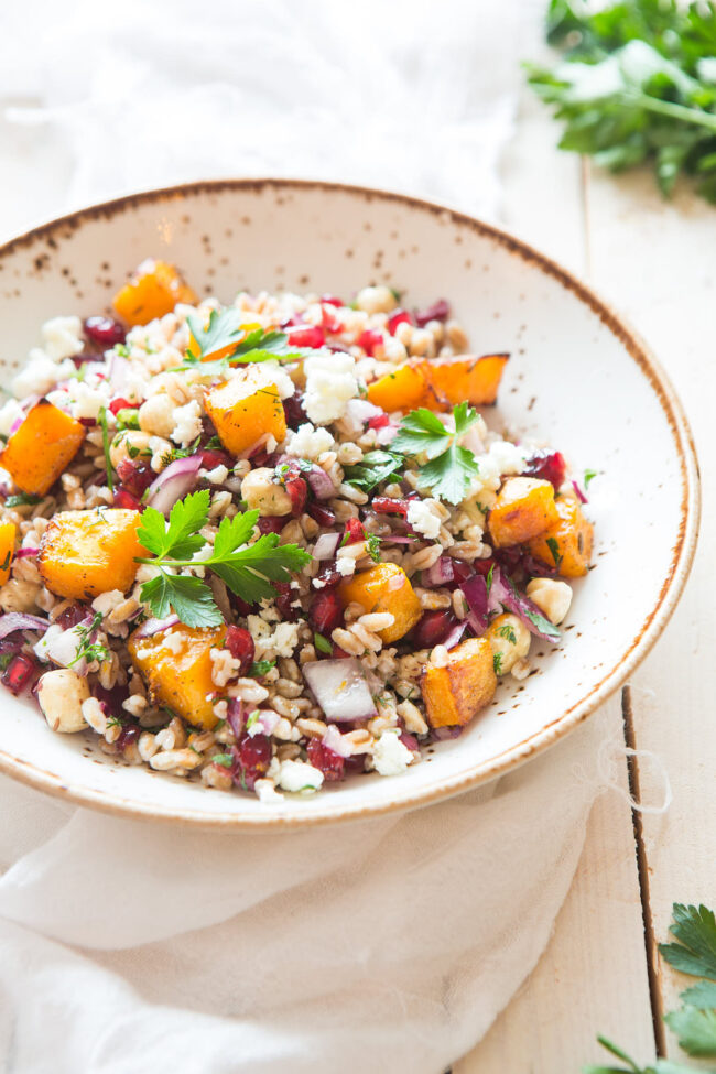 Spelt salad with roasted pumpkin
