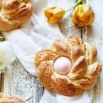 Easter bread with cheese and egg