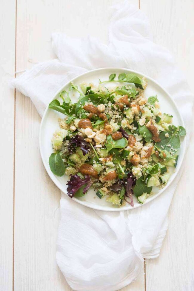 Quinoa salad with almond butter dressing | insimoneskitchen.com