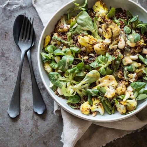Roasted cauliflower with quinoa