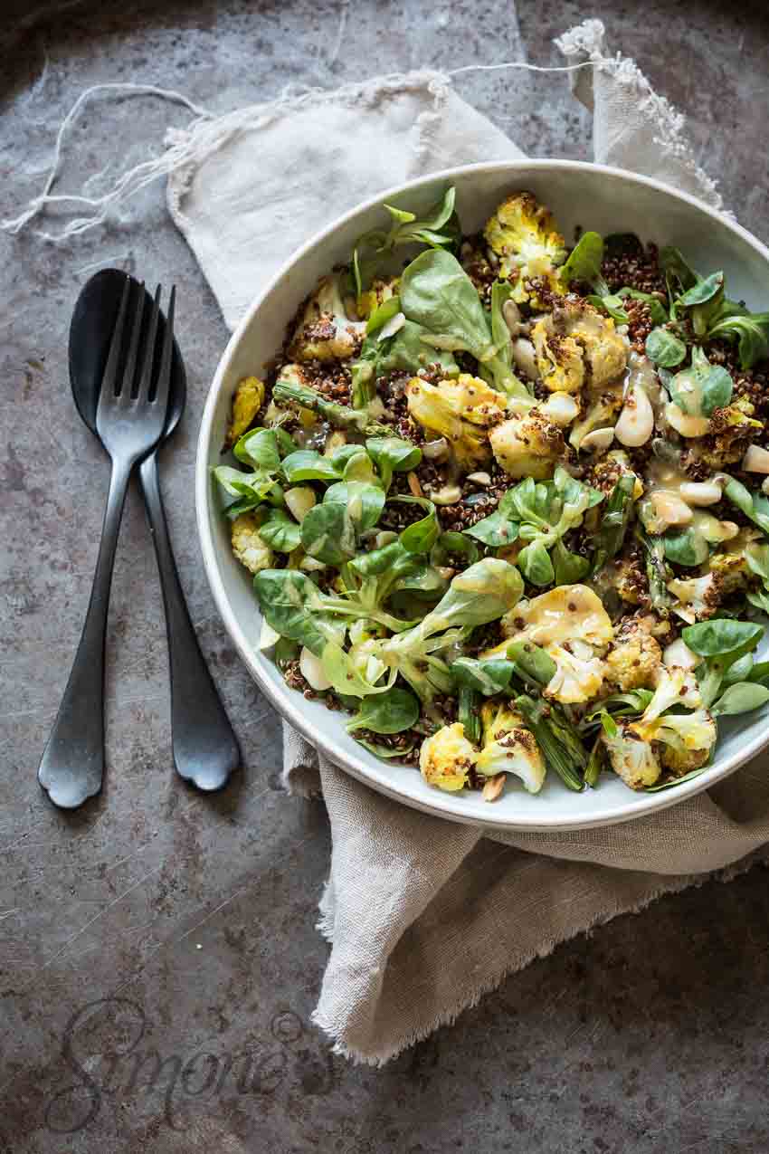 Roasted cauliflower with quinoa
