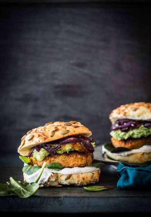 Chickpea burger with carrots
