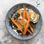 Roasted carrots with fennel and lentils