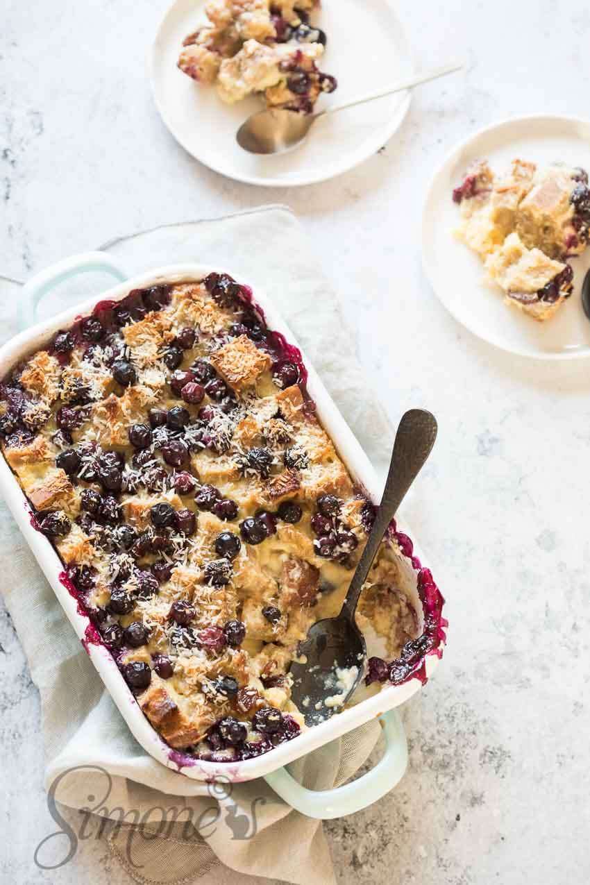 Sourdough bread pudding with blueberries | insimoneskitchen.com