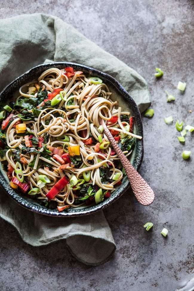Noodles with spicy swiss chard | insimoneskitchen.com