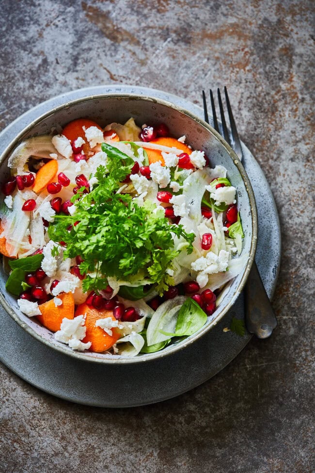 Fennel salad with goat cheese and pomegranate