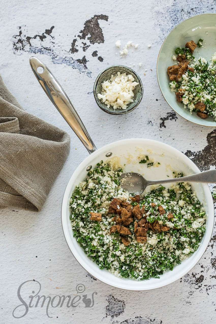 Cauliflower rice with kale and feta