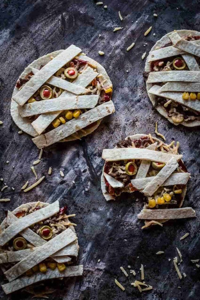 Halloween mummy tortilla