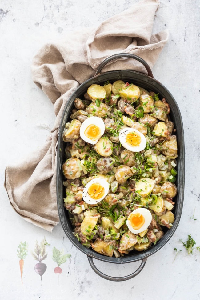 Potato salad with sausages