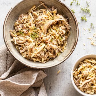 white wine chicken with orzo