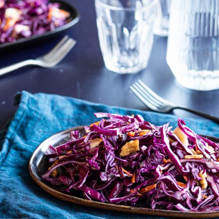 red cabbage and carrot slaw