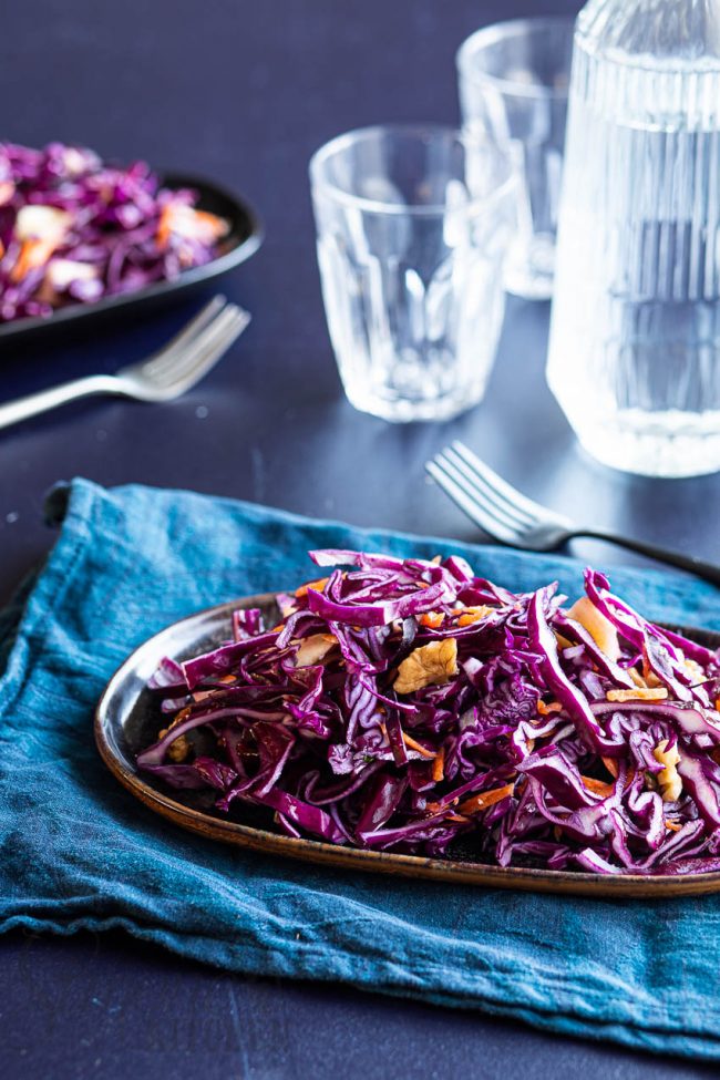 red cabbage and carrot slaw 