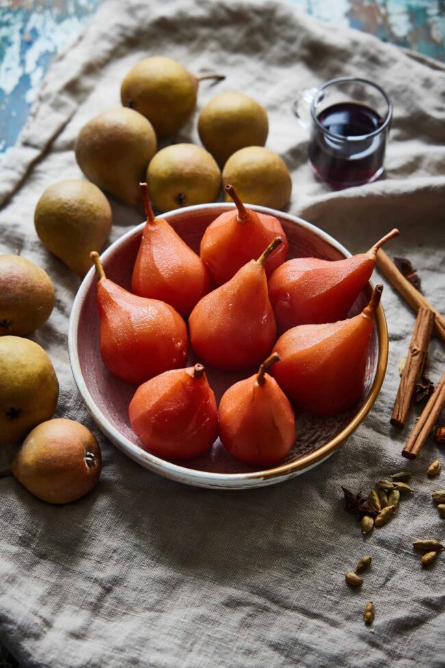 slow cooker poached pears