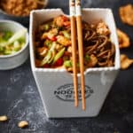 Noodles with chicken and peanut sauce