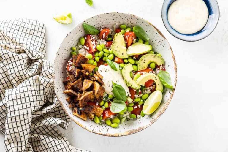 Poke bowl with pork belly