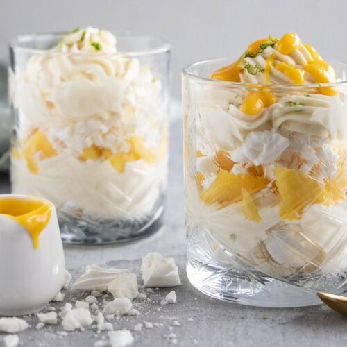 Easter dessert with eggnog served in glasses