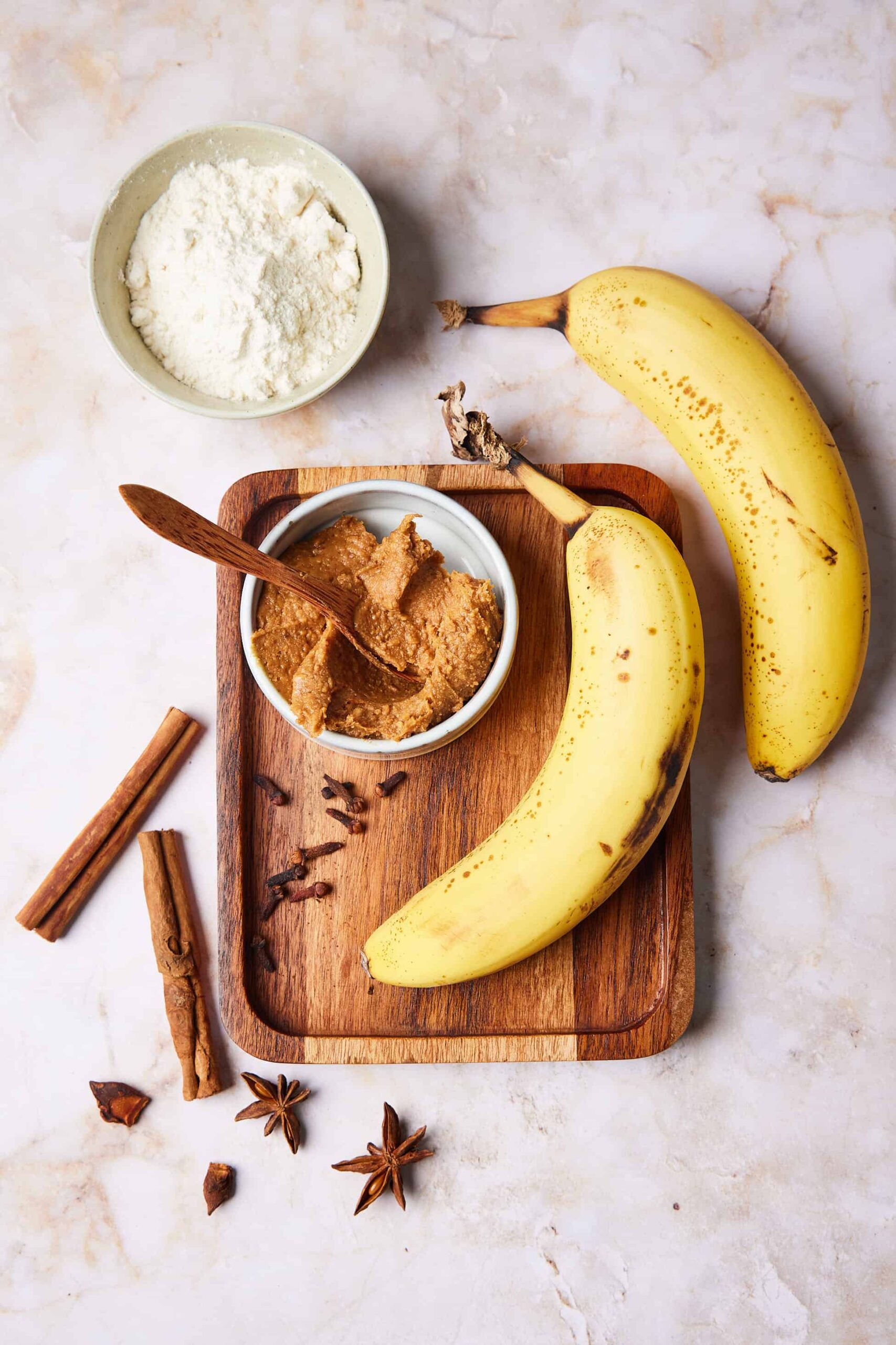Ingredients for making the peanut butter cookies