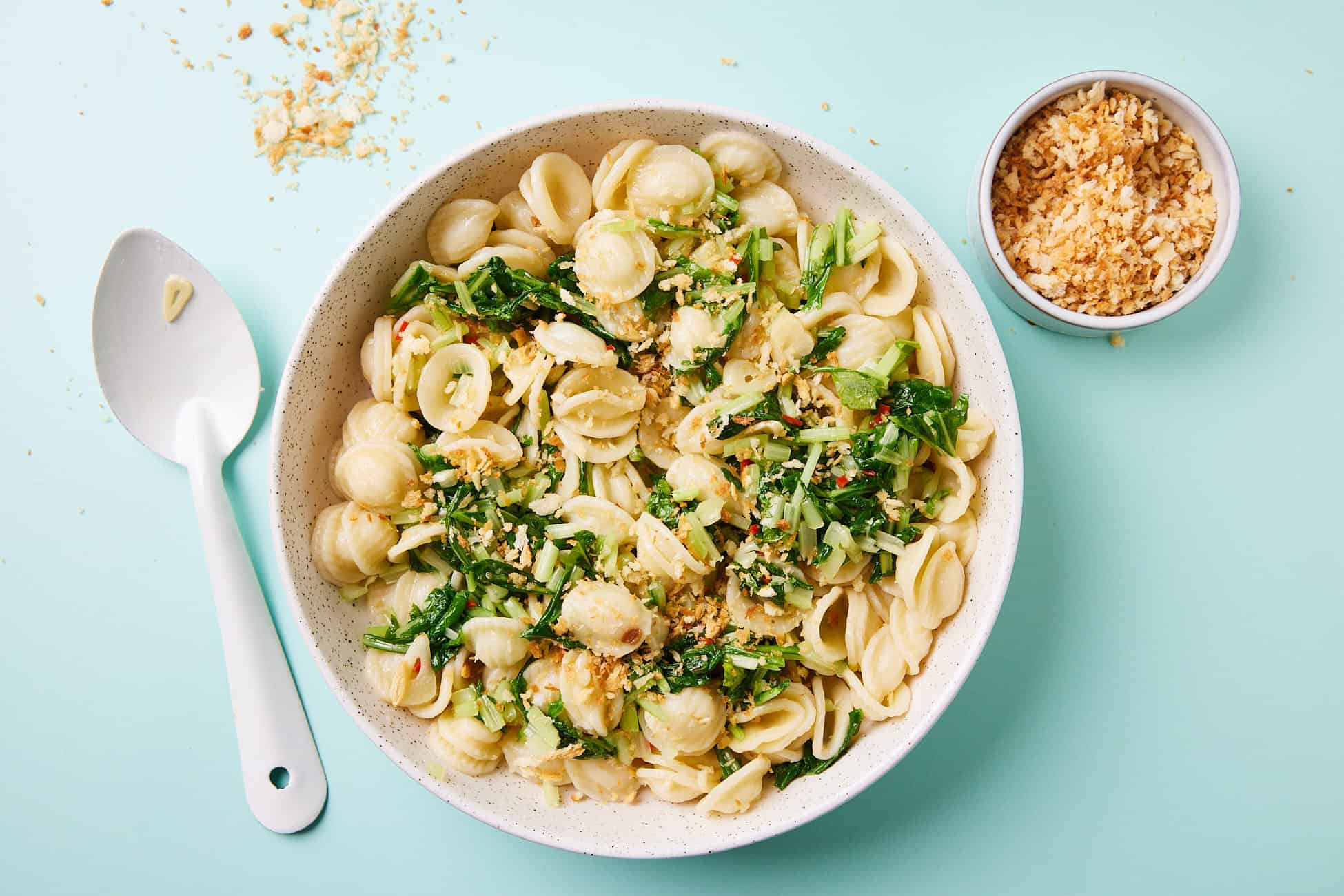 Pasta with turnip greens (cima di rapa), garlic and chili