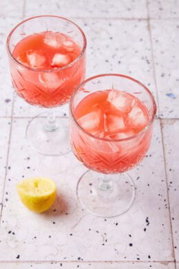 rhubarb cocktail with limoncello
