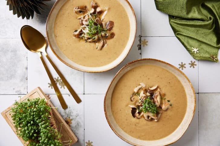 Celeriac soup with mushrooms