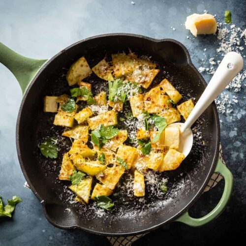 Roasted kohlrabi with parmesan and garlic butter