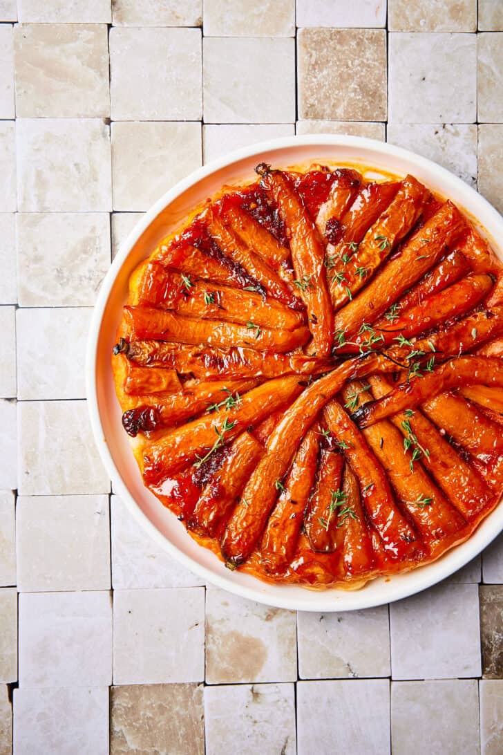 plate with carrot tarte tatin