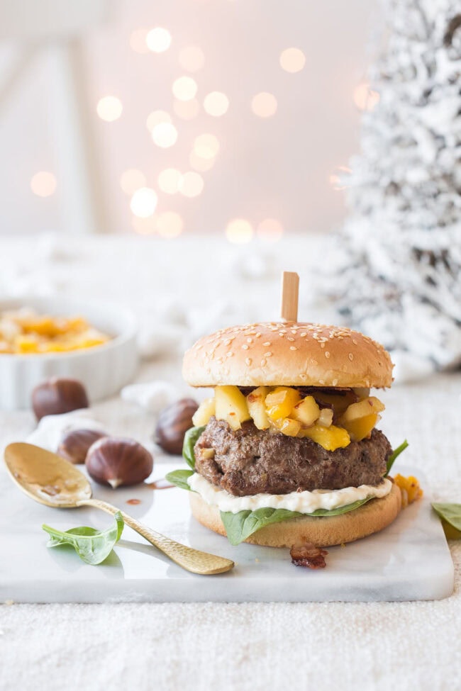 Christmas burger with chestnuts