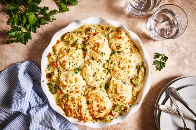 chicken cobbler with mushrooms