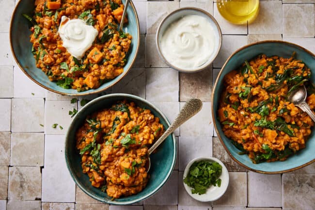sweet potato and spinach dahl