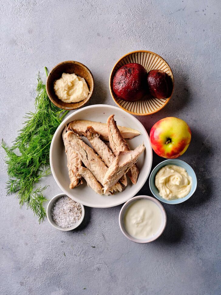 Ingredients for mackerel salad