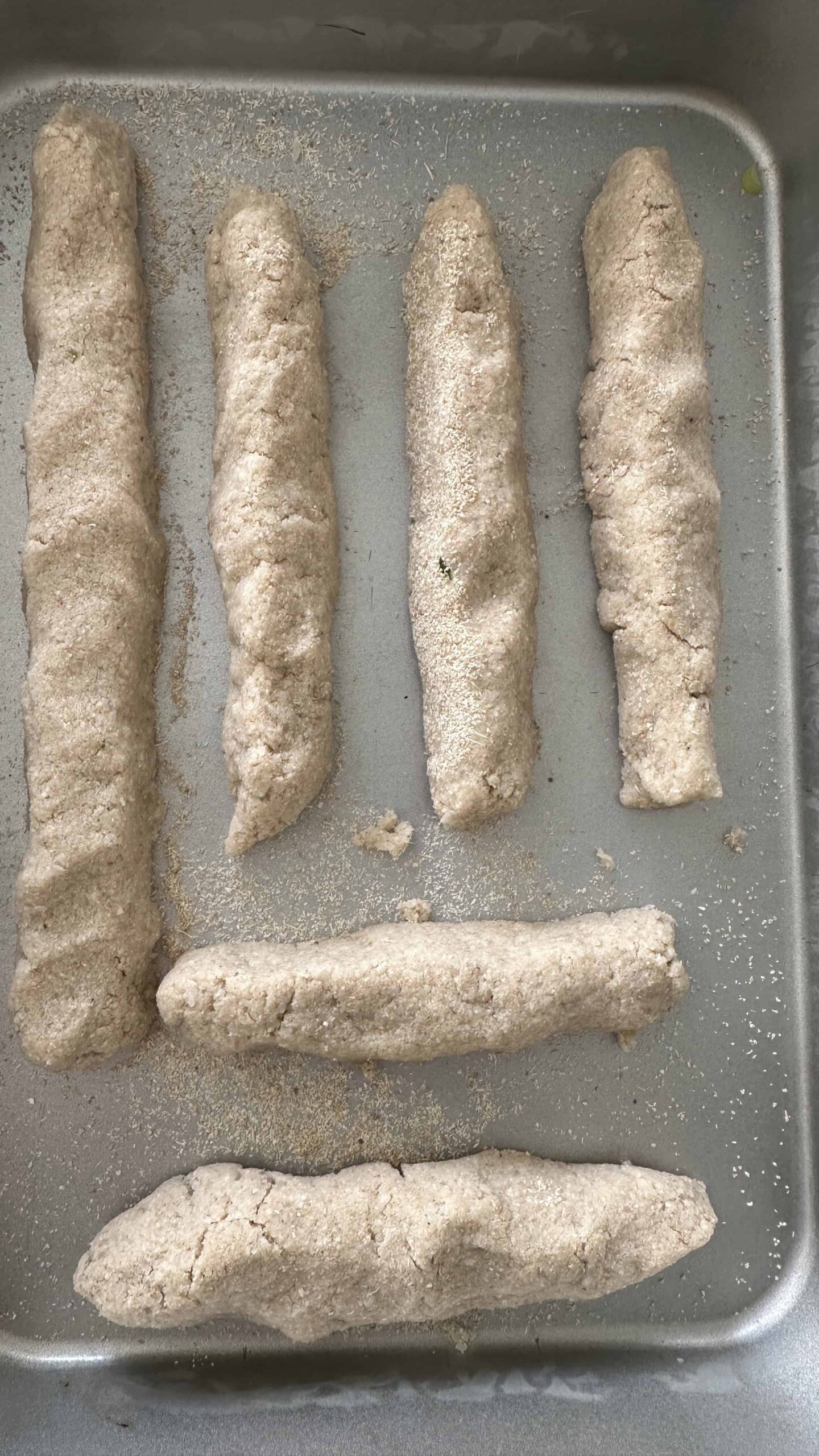 Rolling them into sausage shapes